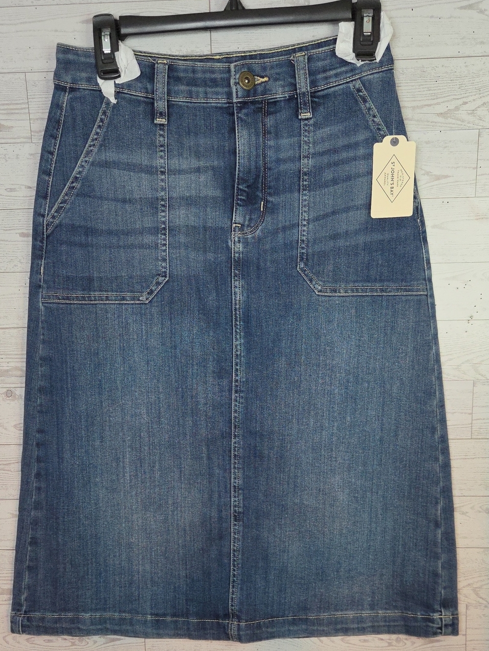 St.John's Bay Midi Utility Blue Denim  Skirt Sz 2